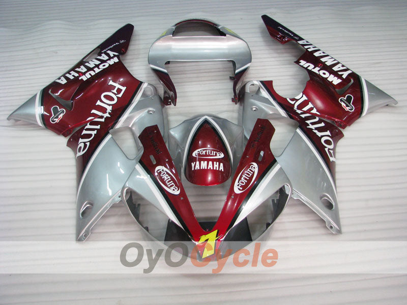 Injection Fairing kit for 00-01 YZF-R1 - Red, Silver - Fortuna #OYO87905742