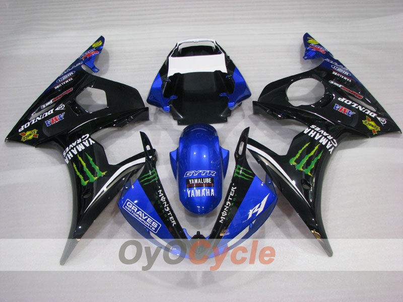 Injection Fairing kit for 03-04 YZF-R6 - Blue, Black - Monster #OYO87905792 Secondary image