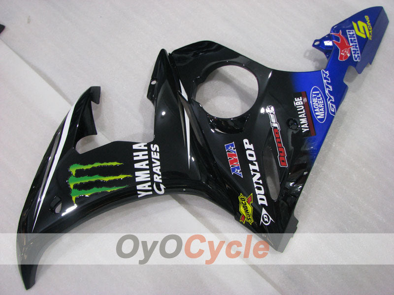 Injection Fairing kit for 03-04 YZF-R6 - Blue, Black - Monster #OYO87905792