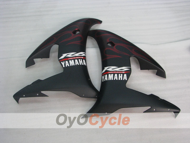 Injection Fairing kit for 05 YZF-R6 - Red, Black, Matte - Flame #OYO87905856