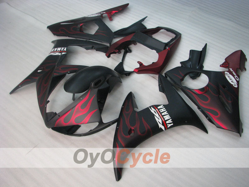 Injection Fairing kit for 03-04 YZF-R6 - Red, Black, Matte - Flame #OYO87905812