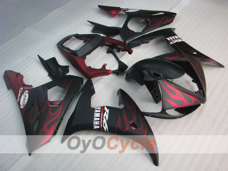 Injection Fairing kit for 05 YZF-R6 - Red, Black, Matte - Flame #OYO87905856 Main image