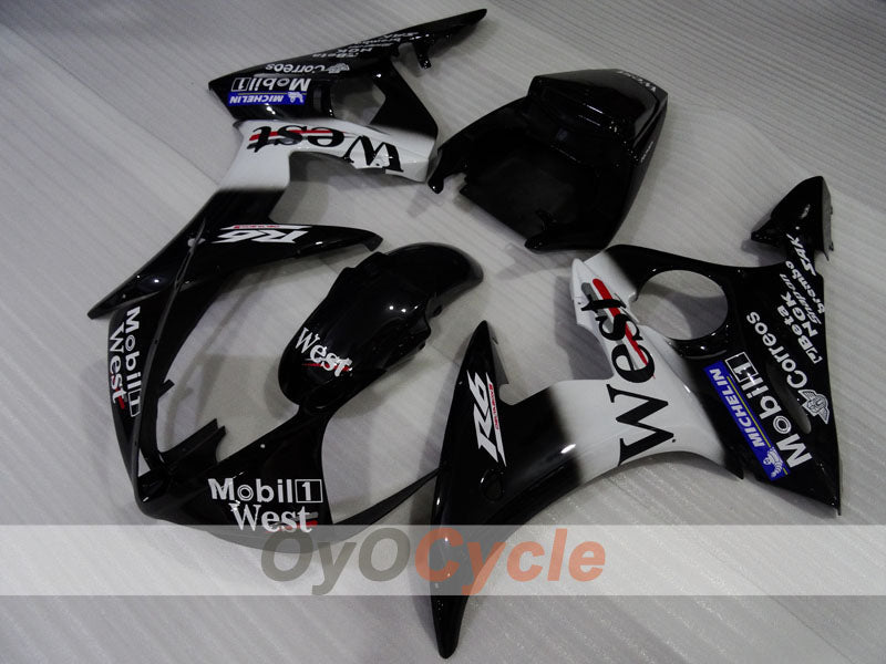 Injection Fairing kit for 03-04 YZF-R6 - White, Black - West #OYO87905832