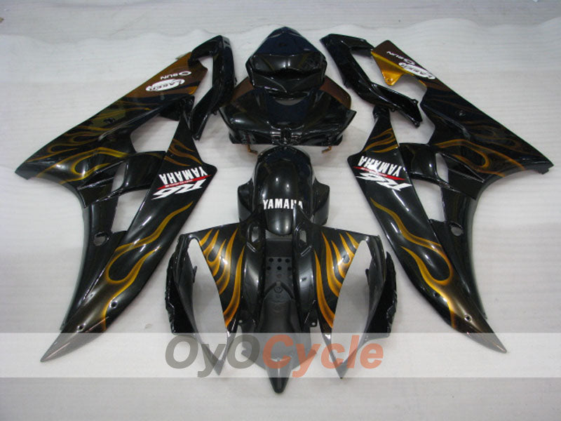 Injection Fairing kit for 06-07 YZF-R6 - Black, Gold - Flame #OYO87905884 Secondary image