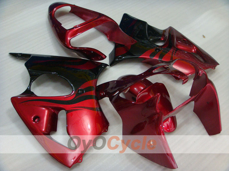Injection Fairing kit for 00-02 NINJA ZX-6R - Red, Black - Flame #OYO87906035 Main image
