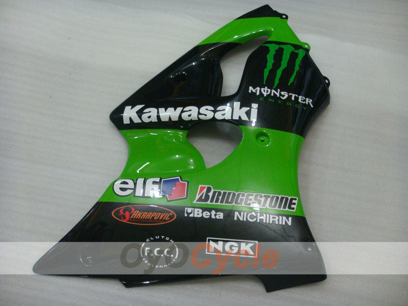 Injection Fairing kit for 00-02 NINJA ZX-6R - Green, Black - Monster #OYO87906036