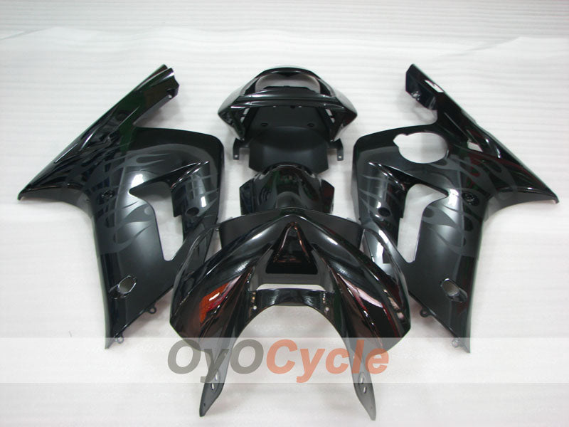 Injection Fairing kit for 03-04 NINJA ZX-6R - Black - Flame #OYO87906037