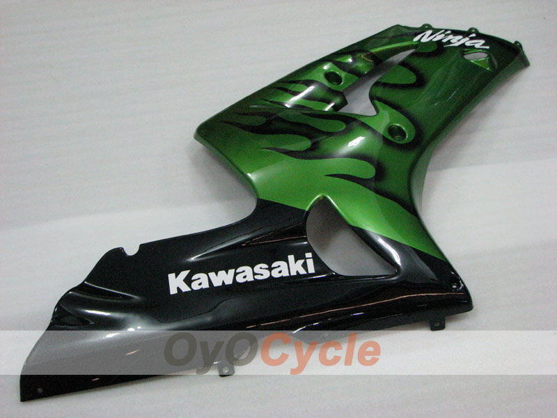 Injection Fairing kit for 03-04 NINJA ZX-6R - Green, Black - Flame #OYO87906038