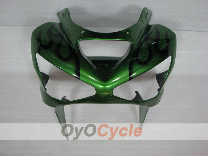Injection Fairing kit for 03-04 NINJA ZX-6R - Green, Black - Flame #OYO87906038