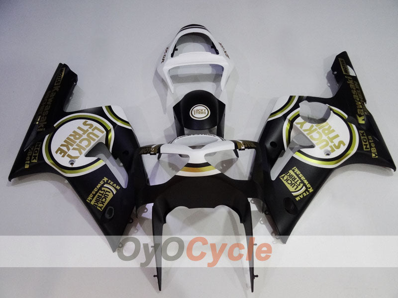 Injection Fairing kit for 03-04 NINJA ZX-6R - White, Black - Lucky Strike #OYO87906041
