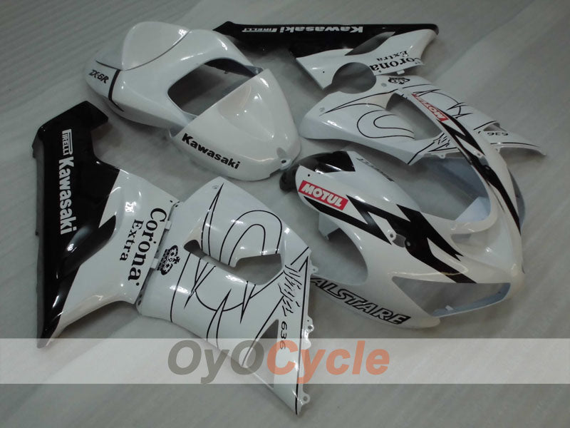 Injection Fairing kit for 05-06 NINJA ZX-6R - White, Black - Corona #OYO87906051 Main image