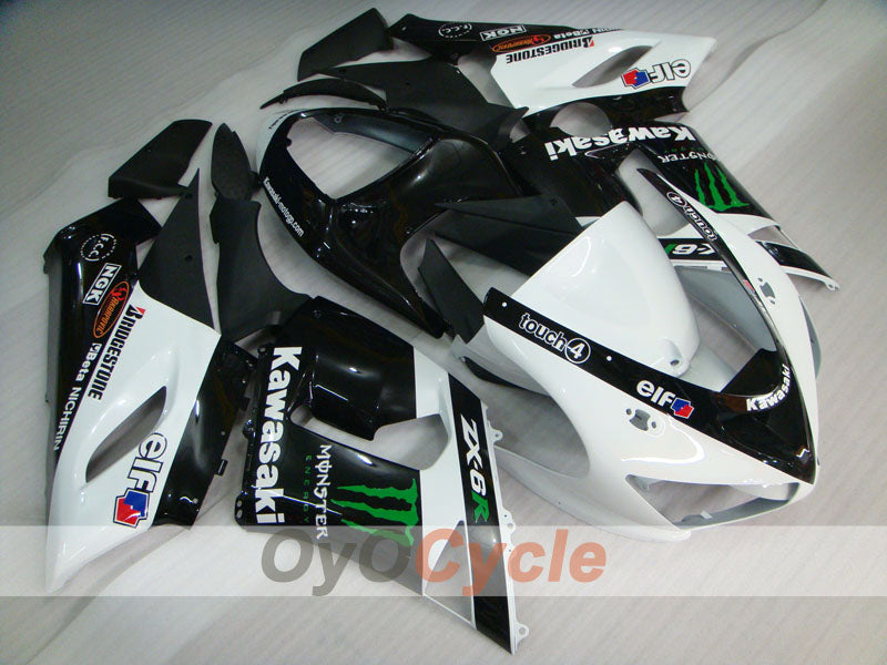 Injection Fairing kit for 05-06 NINJA ZX-6R - White, Black - Monster #OYO87906053