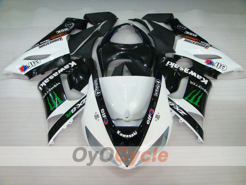 Injection Fairing kit for 05-06 NINJA ZX-6R - White, Black - Monster #OYO87906053 Secondary image