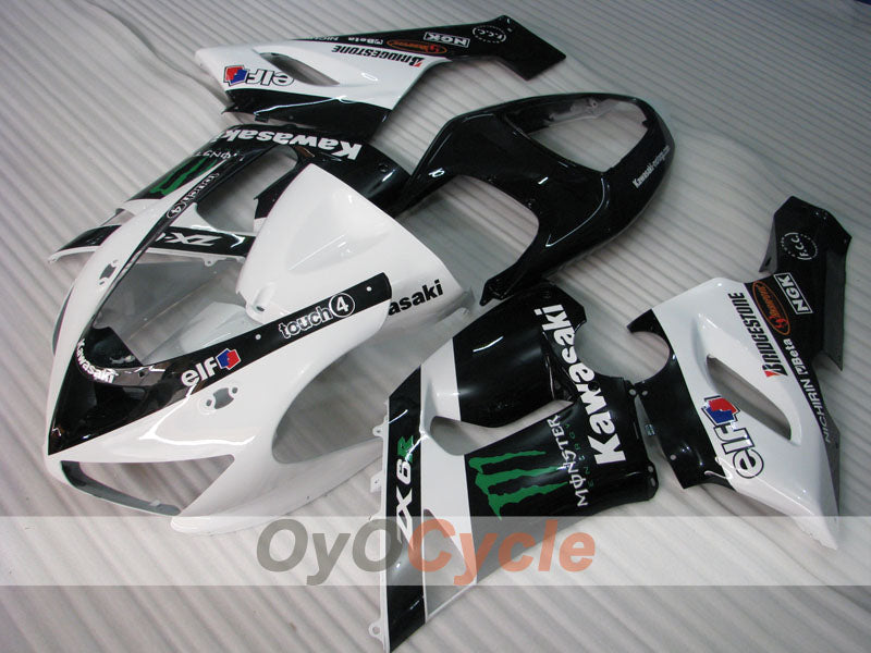 Injection Fairing kit for 05-06 NINJA ZX-6R - White, Black - Monster #OYO87906054 Secondary image