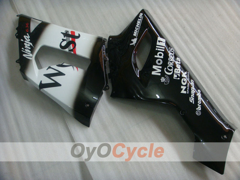 Injection Fairing kit for 05-06 NINJA ZX-6R - White, Black - West #OYO87906055