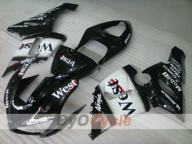 Injection Fairing kit for 05-06 NINJA ZX-6R - White, Black - West #OYO87906055