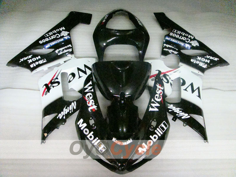 Injection Fairing kit for 05-06 NINJA ZX-6R - White, Black - West #OYO87906056 Secondary image