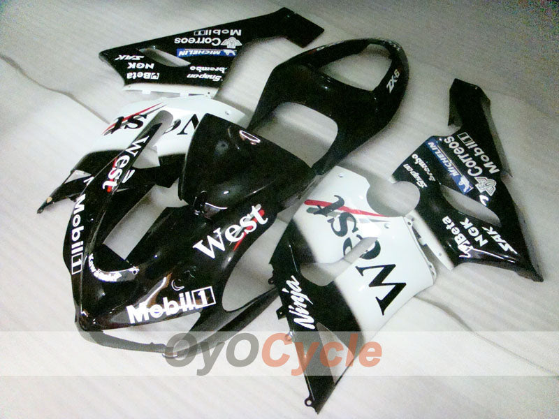 Injection Fairing kit for 05-06 NINJA ZX-6R - White, Black - West #OYO87906056