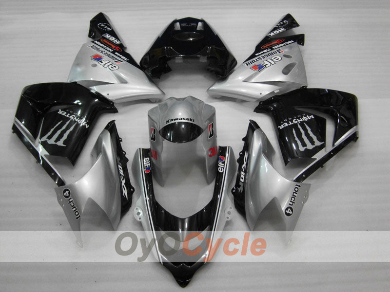 Injection Fairing kit for 04-05 NINJA ZX-10R - Black, Silver - Monster #OYO87906086 Secondary image