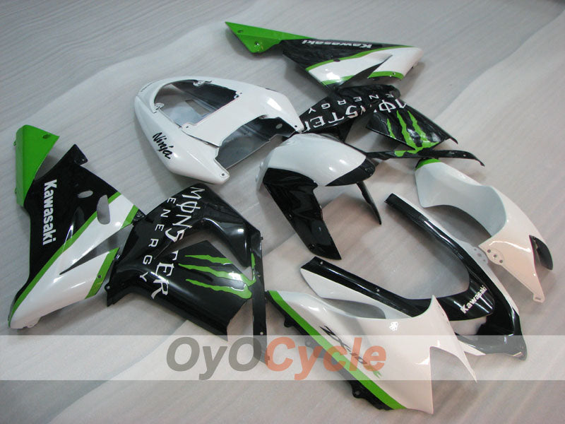 Injection Fairing kit for 04-05 NINJA ZX-10R - Green, White, Black - Monster #OYO87906089 Main image