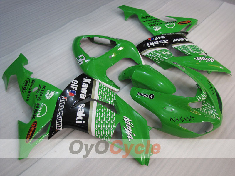 Injection Fairing kit for 06-07 NINJA ZX-10R - Green, Black - Nakano #OYO87906093 Main image