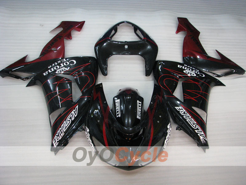 Injection Fairing kit for 06-07 NINJA ZX-10R - Red Wine Color, Black - Corona #OYO87906094 Secondary image