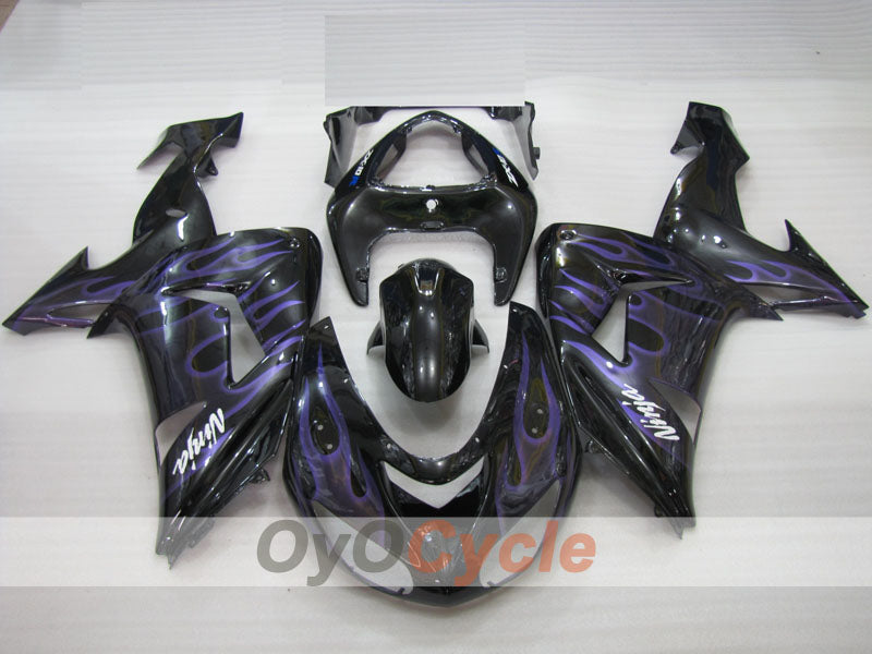 Injection Fairing kit for 06-07 NINJA ZX-10R - Purple, Black - Flame #OYO87906096 Secondary image