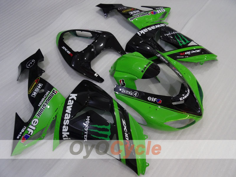 Injection Fairing kit for 06-07 NINJA ZX-10R - Green, Black - Monster #OYO87906099 Main image