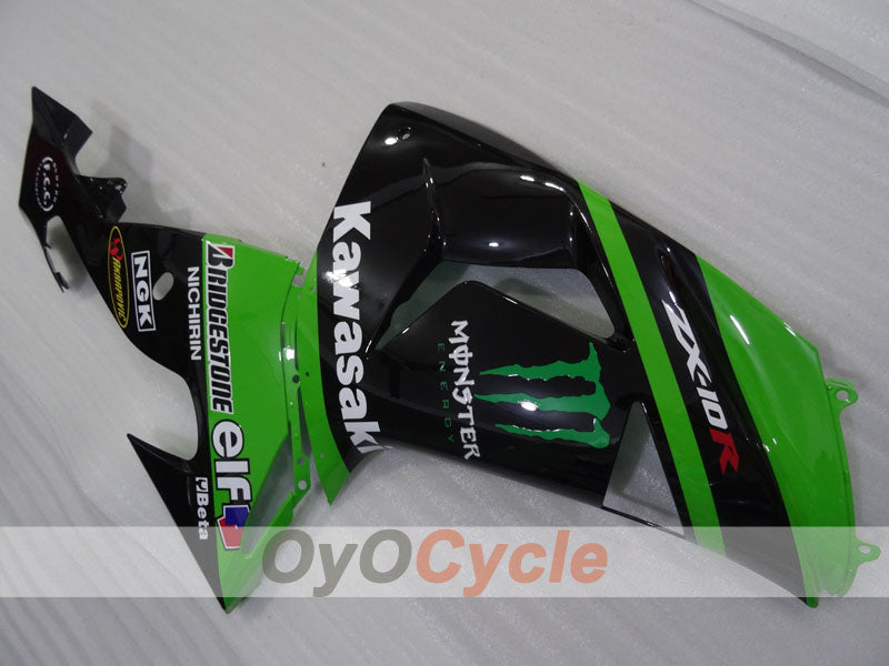 Injection Fairing kit for 06-07 NINJA ZX-10R - Green, Black - Monster #OYO87906099