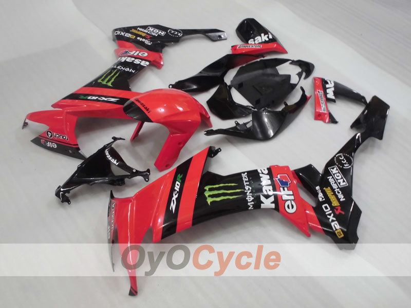 Injection Fairing kit for 08-10 NINJA ZX-10R - Red, Black - Monster #OYO87906103 Main image