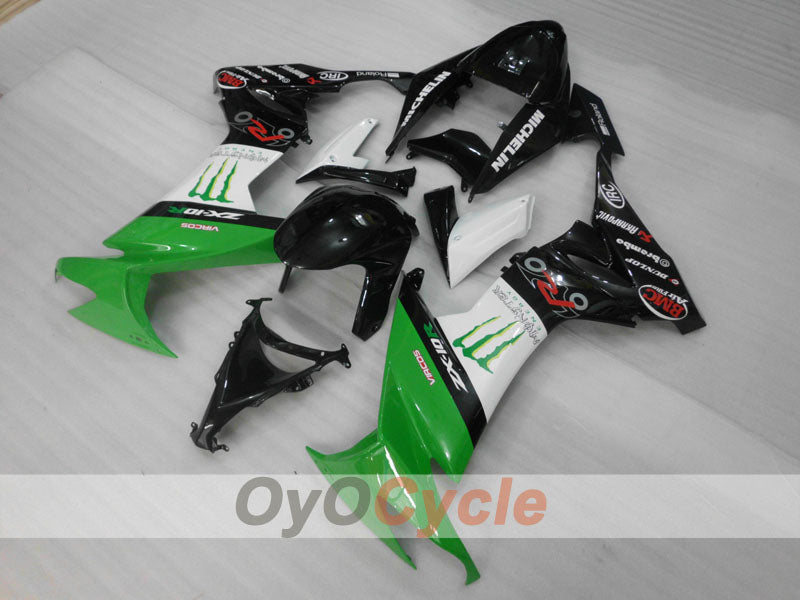 Injection Fairing kit for 08-10 NINJA ZX-10R - Green, White, Black - Monster #OYO87906104