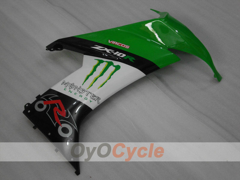 Injection Fairing kit for 08-10 NINJA ZX-10R - Green, White, Black - Monster #OYO87906104