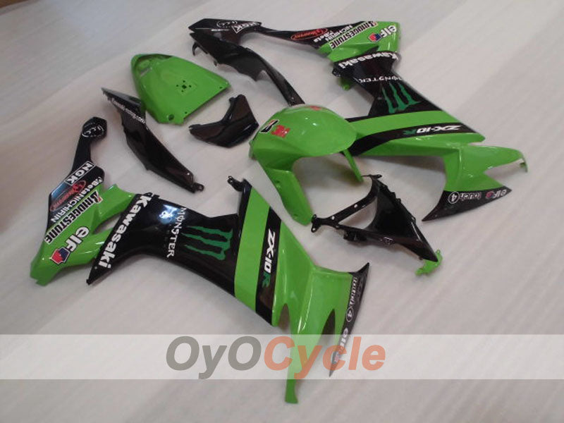 Injection Fairing kit for 08-10 NINJA ZX-10R - Green, Black - Monster #OYO87906106 Main image