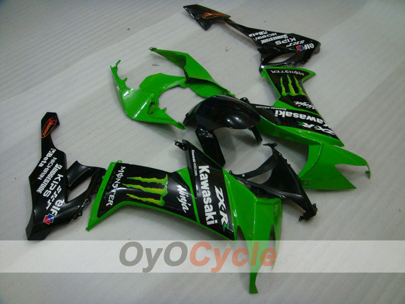 Injection Fairing kit for 08-10 NINJA ZX-10R - Green, Black - Monster #OYO87906112
