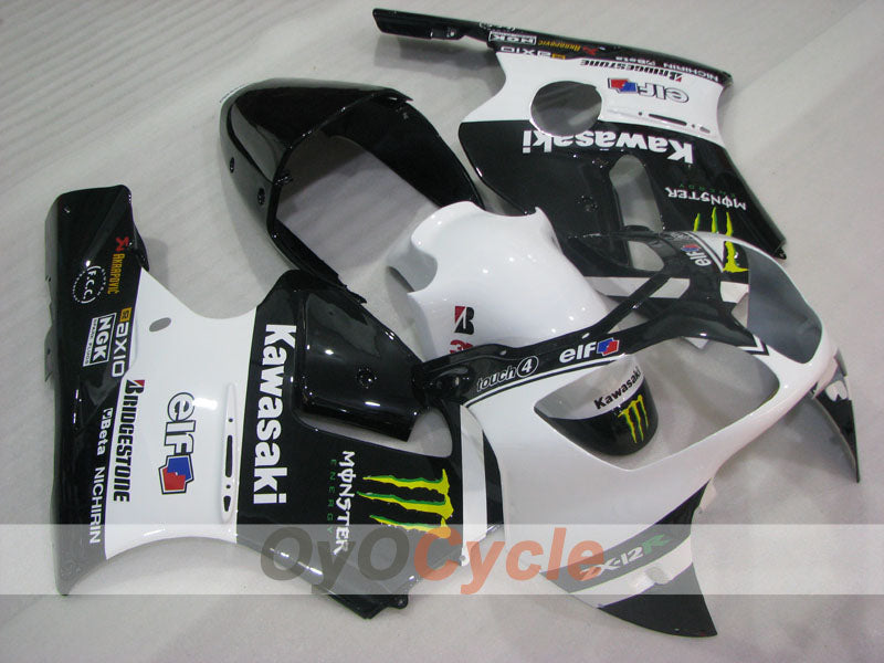 Injection Fairing kit for 00-01 NINJA ZX-12R - White, Black - Monster #OYO87906116 Main image