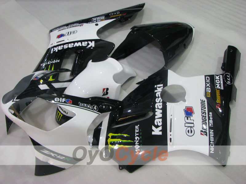 Injection Fairing kit for 00-01 NINJA ZX-12R - White, Black - Monster #OYO87906116