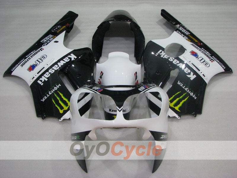 Injection Fairing kit for 00-01 NINJA ZX-12R - White, Black - Monster #OYO87906116