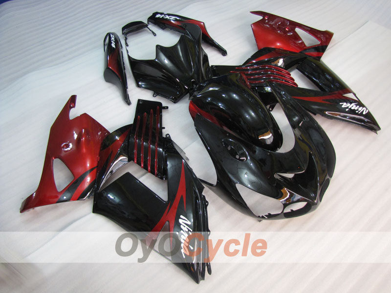 Injection Fairing kit for 06-11 NINJA ZX-14R - Red Wine Color, Black - Factory Style #OYO87906126 Main image