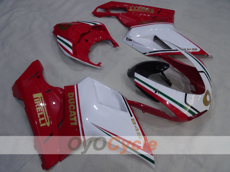 Injection Fairing kit for 08-13 Ducati 848 - Red, White - PIRELLI #OYO87906206 Main image