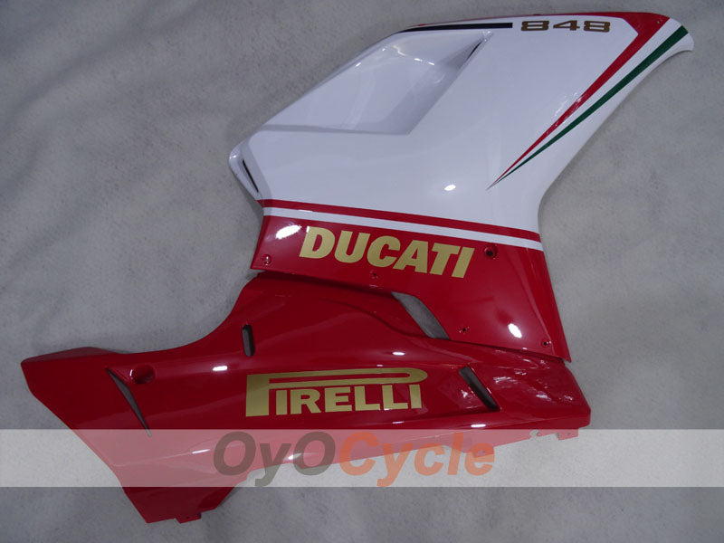 Injection Fairing kit for 08-13 Ducati 848 - Red, White - PIRELLI #OYO87906206