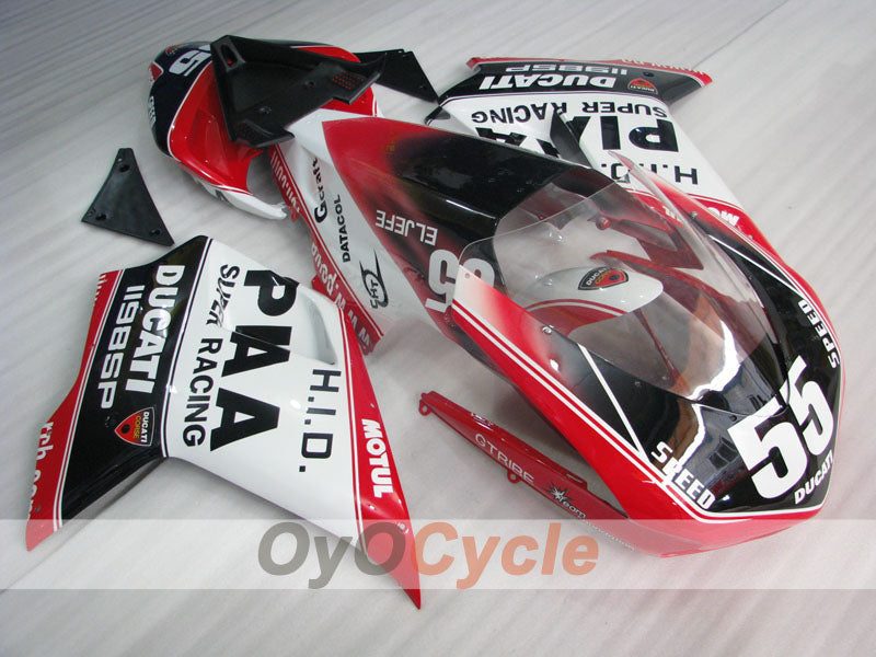 Injection Fairing kit for 08-13 Ducati 848 - Red, White, Black - PIRELLI #OYO87906210