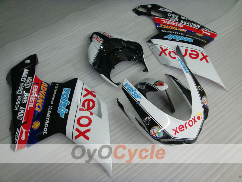 Injection Fairing kit for 08-13 Ducati 848 - White, Black - Xerox #OYO87906211