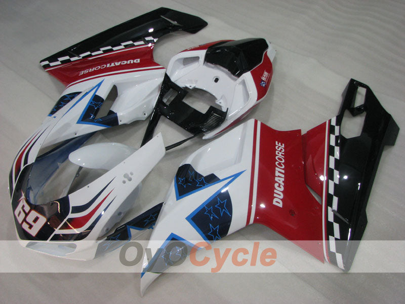 Injection Fairing kit for 08-13 Ducati 848 - Red, White - Xerox #OYO87906218