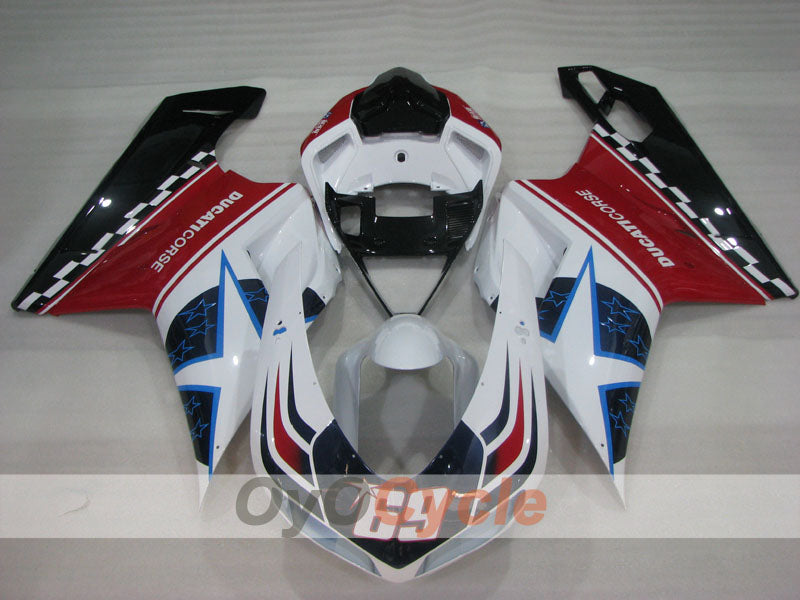 Injection Fairing kit for 08-13 Ducati 848 - Red, White - Xerox #OYO87906218