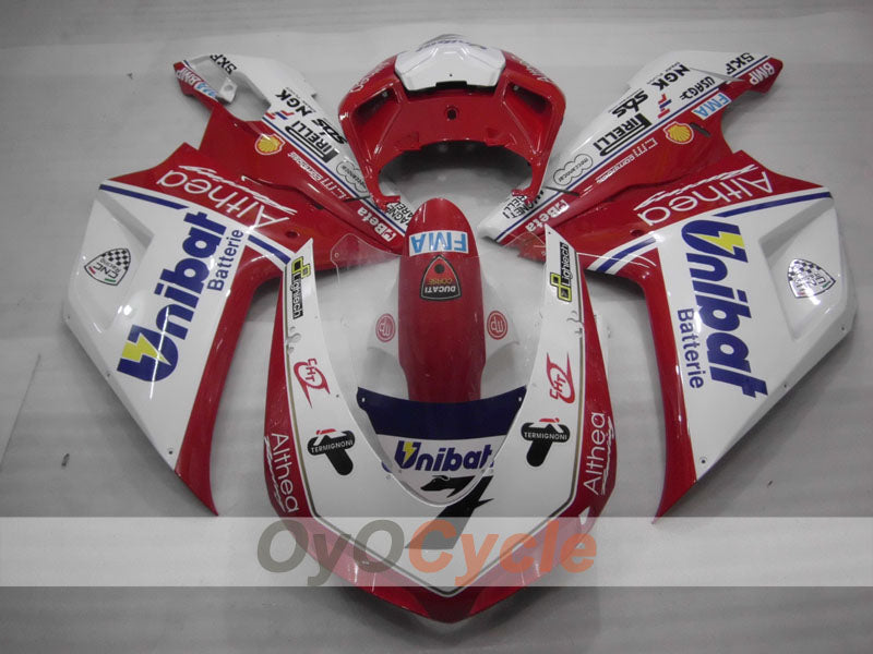Injection Fairing kit for 07-09 Ducati 1098 - Red, White - Unibat #OYO87906221