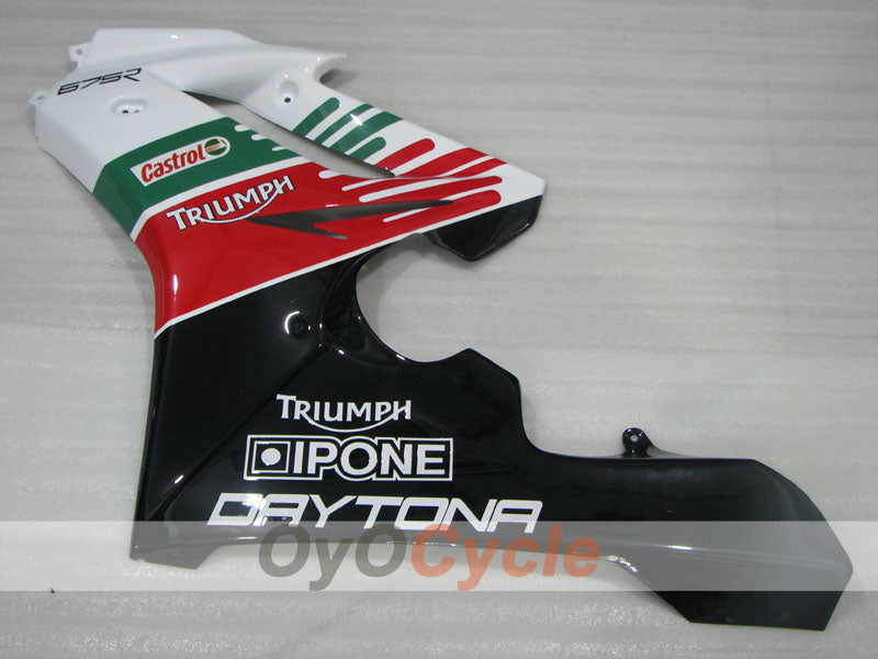 Injection Fairing kit for 06-08 Triumph Daytona 675 - Green, White, Black - Castrol #OYO87906302