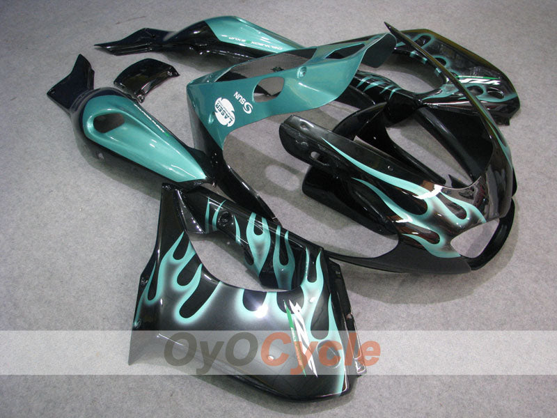 Fairing kit for 97-07 YZF1000R - Cyan, Black - Flame #OYO87906449 Main image