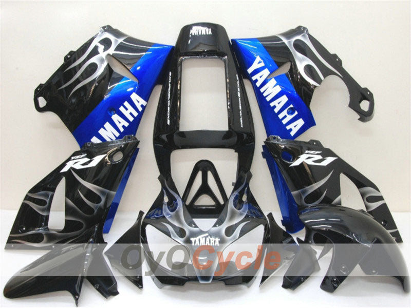 Injection Fairing kit for 98-99 YZF-R1 - Black, Silver - Flame #OYO87900739 Main image