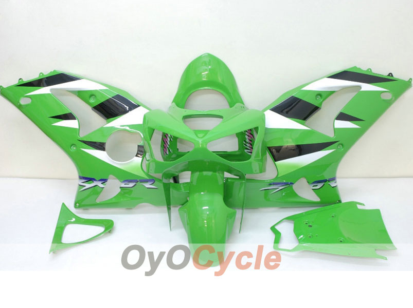 Injection Fairing kit for 03-04 NINJA ZX-6R - Green, White - Factory Style #OYO87901761