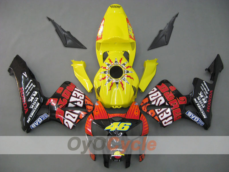 Injection Fairing kit for 05-06 CBR600RR - Yellow, Black - Rossi #OYO87900344 Main image